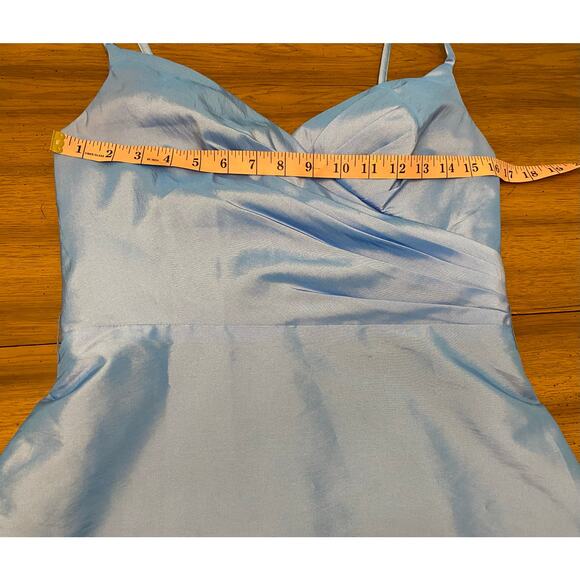 Da Vinci Ice Blue Satin Fit & Flare Y2K Holiday Party Dress Size 10 VTG - Picture 7 of 8
